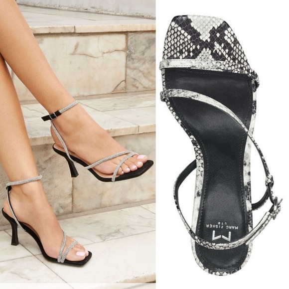 Marc Fisher Shoes - MARC FISHER - GOVE 2 LEATHER SANDAL Leather Snake Print Dress Sandals Size 8.5